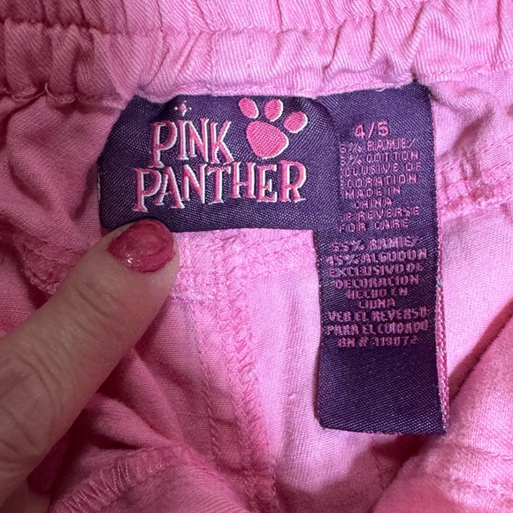 Y2K Pink Panther Pink Cargo Shorts Girls 4/5 Embroidered 2000s - Picture 9 of 11